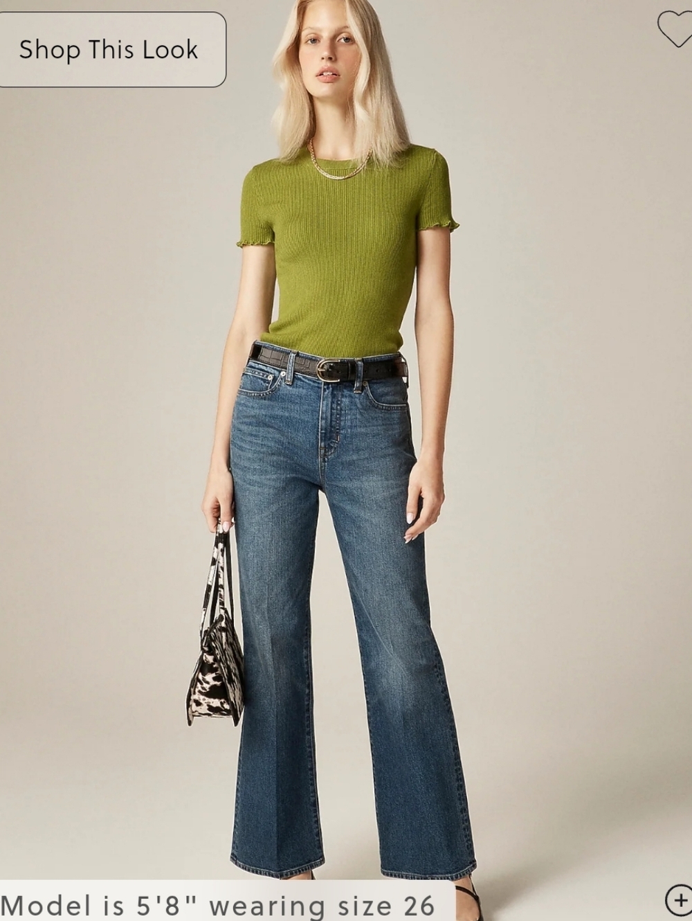 J. Crew Cropped Kick Out Flare High Rise Semi Stretch Jeans Medium Blue NWT